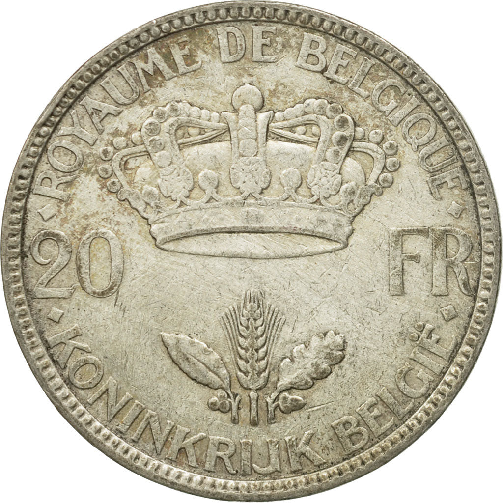 Coin, Belgium, 20 Francs, 20 Frank, 1935, VF(30-35), Silver, KM:105