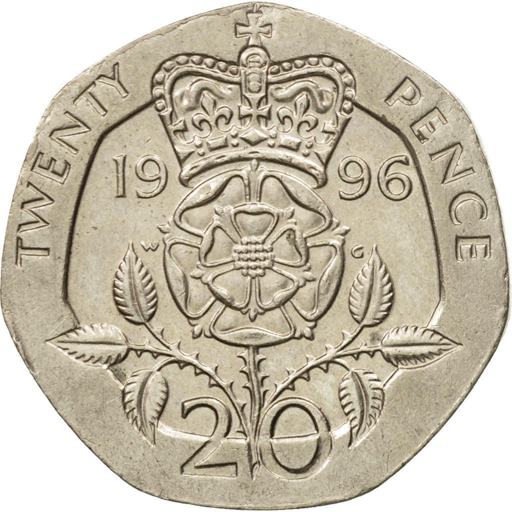 Coin, Great Britain, Elizabeth II, 20 Pence, 1996, AU(50-53), Copper-nickel