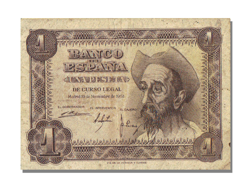 Spain, 1 Peseta, 1951, 1951-11-19, VF(20-25), R
