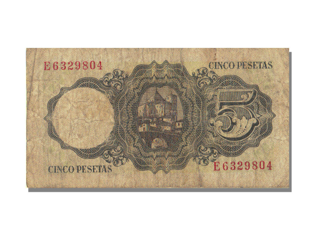 Spain, 5 Pesetas, 1951, 1951-08-16, VF(20-25), E
