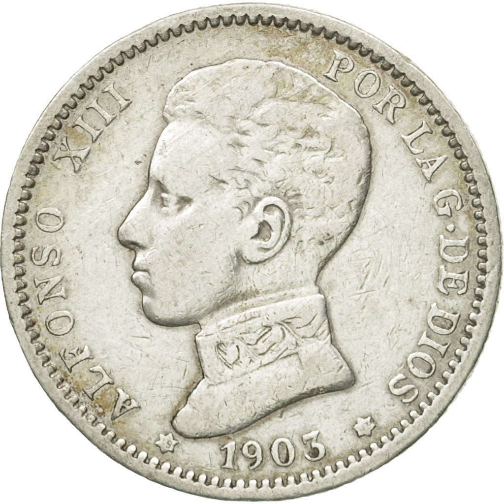 Coin, Spain, Alfonso XIII, Peseta, 1903, Madrid, EF(40-45), Silver, KM:721
