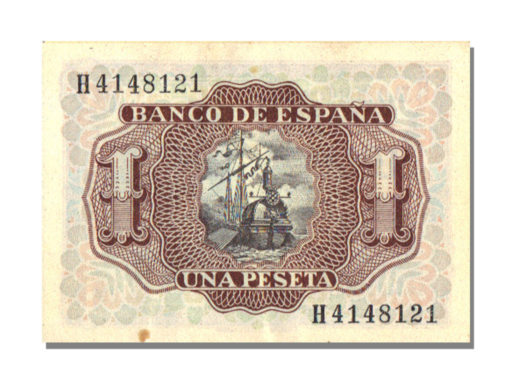 Spain, 1 Peseta, 1953, KM #144a, 1953-07-22, AU(55-58), H