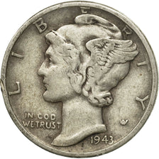 Coin, United States, Mercury Dime, Dime, 1943, U.S. Mint, Philadelphia
