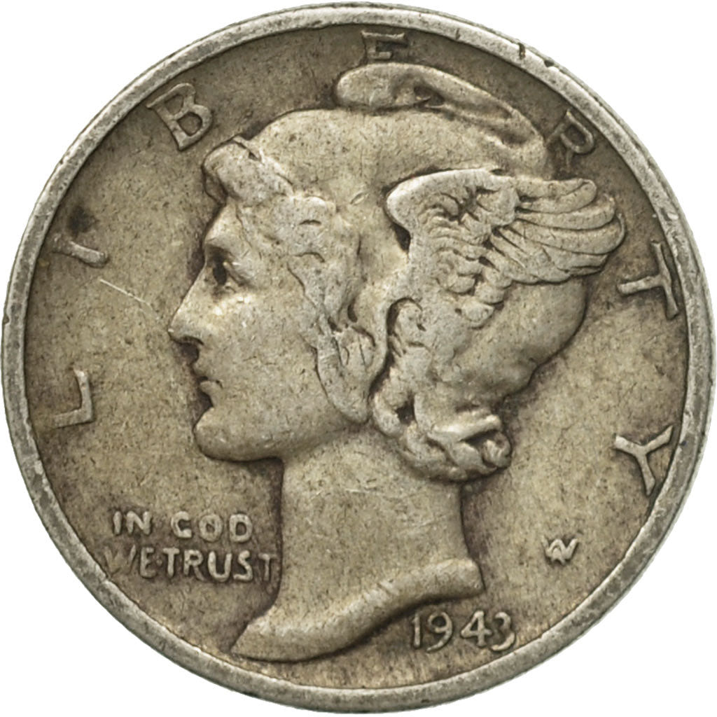Moneta, Stati Uniti, Mercury Dime, Dime, 1943, U.S. Mint, Philadelphia, BB
