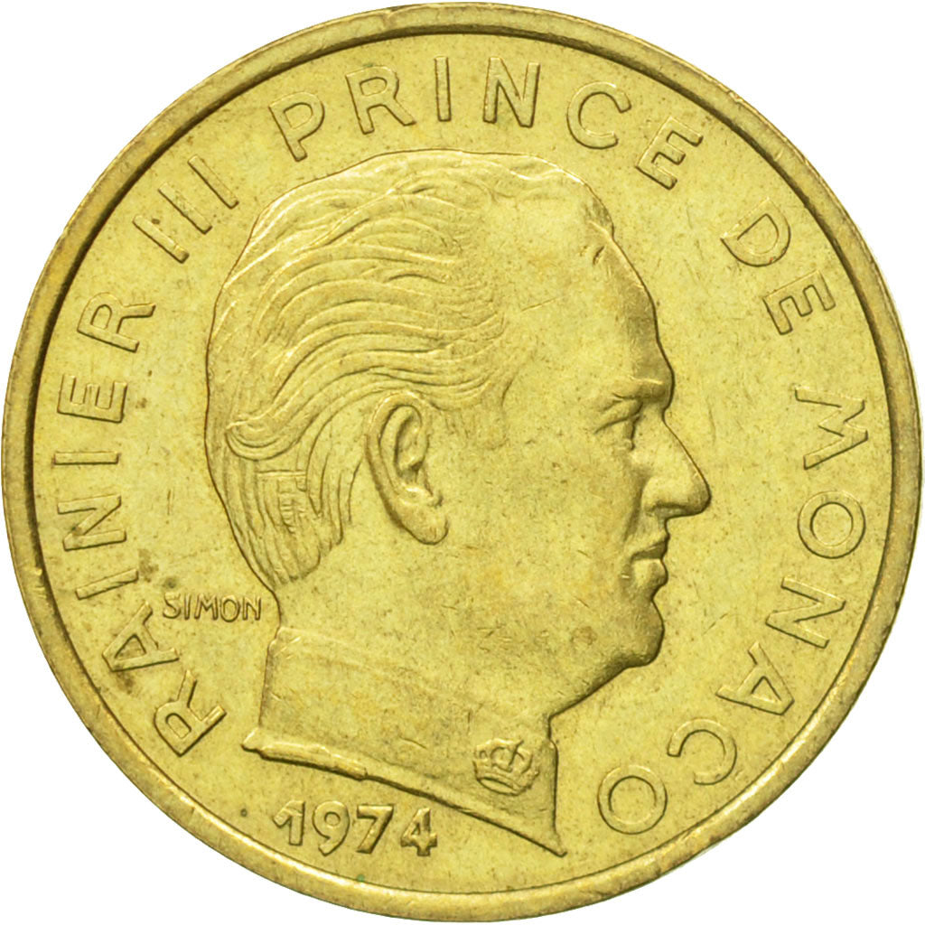 Coin, Monaco, Rainier III, 10 Centimes, 1974, AU(50-53), Aluminum-Bronze