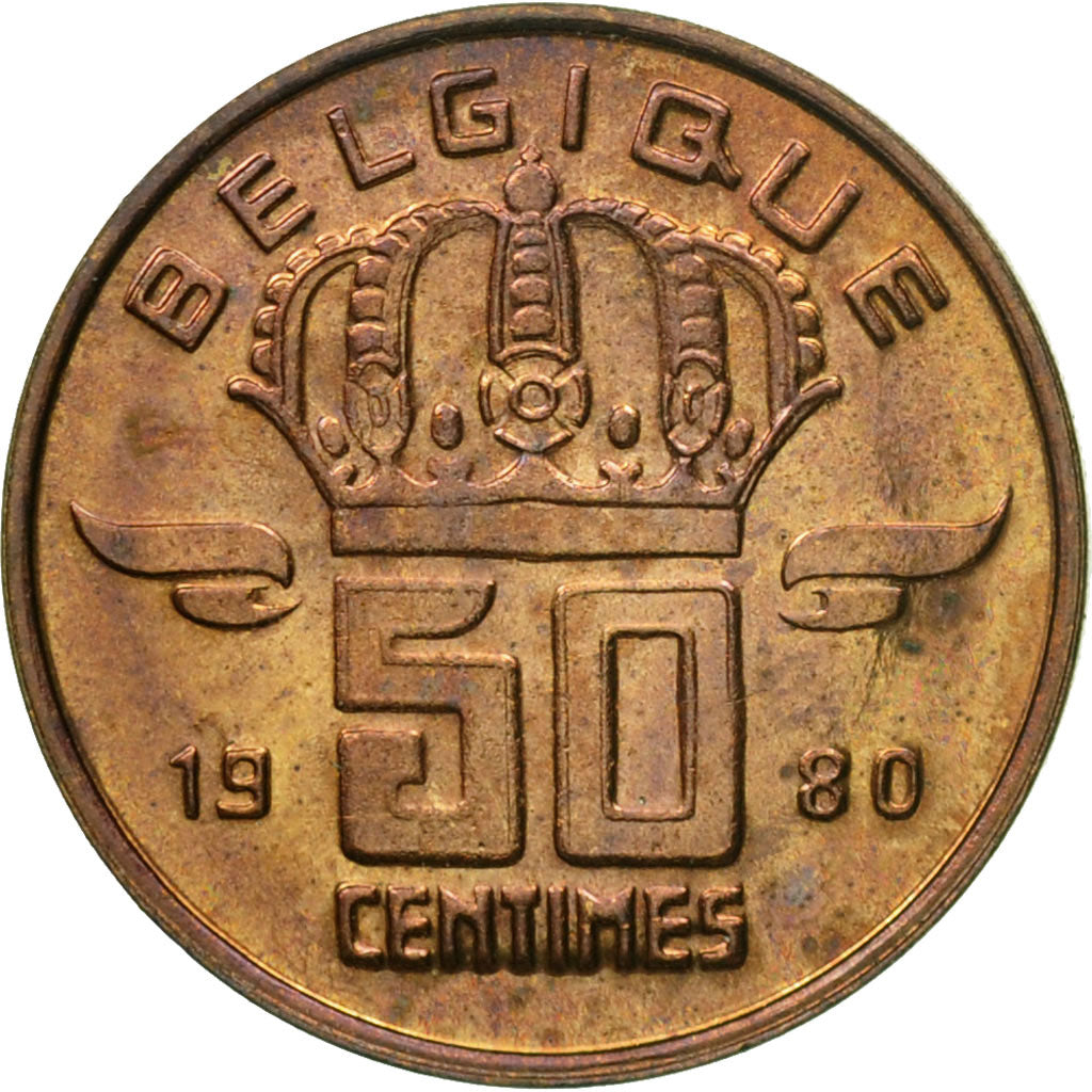 Münze, Belgien, Baudouin I, 50 Centimes, 1980, UNZ, Bronze, KM:148.1