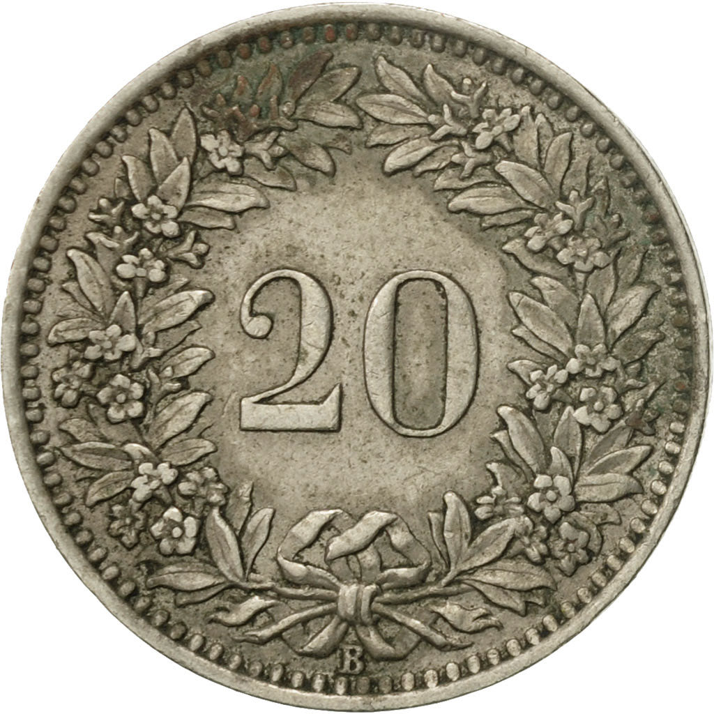 Moneta, Szwajcaria, 20 Rappen, 1943, Bern, VF(30-35), Miedź-Nikiel, KM:29a