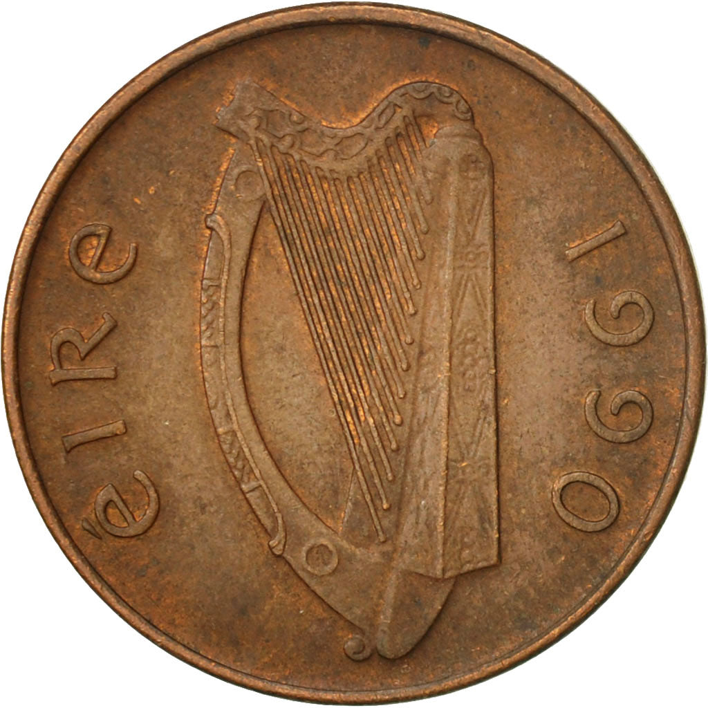 Monnaie, IRELAND REPUBLIC, Penny, 1990, TTB, Copper Plated Steel, KM:20a