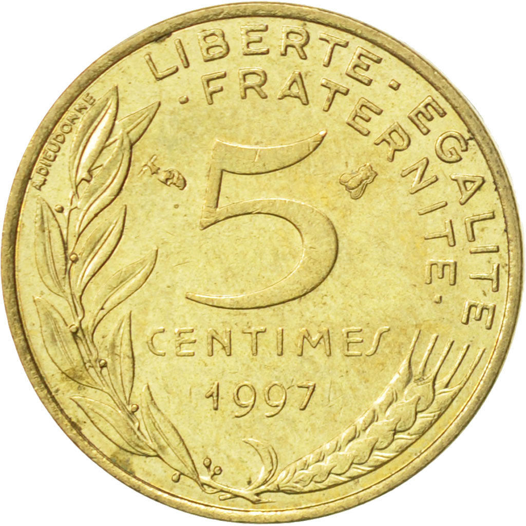 Coin, France, Marianne, 5 Centimes, 1997, Paris, EF(40-45), Aluminum-Bronze