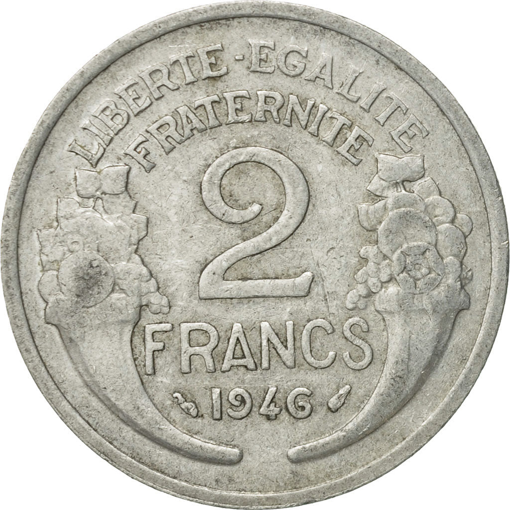 Münze, Frankreich, Morlon, 2 Francs, 1946, Paris, SS, Aluminium, KM:886a.1, Le
