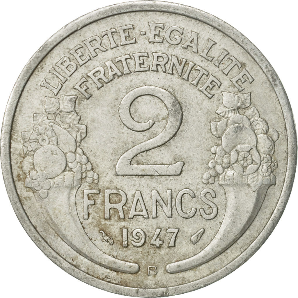 Coin, France, Morlon, 2 Francs, 1947, Beaumont - Le Roger, EF(40-45), Aluminum
