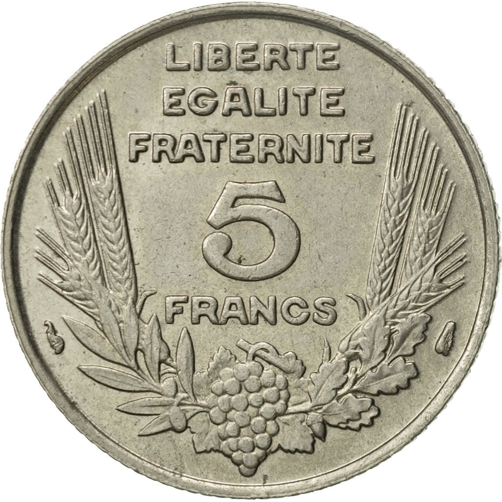 Coin, France, Bazor, 5 Francs, 1933, Paris, AU(50-53), Nickel, KM:887, Le