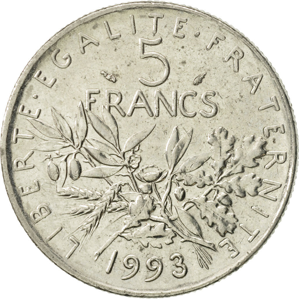 Coin, France, Semeuse, 5 Francs, 1993, Paris, EF(40-45), Nickel Clad