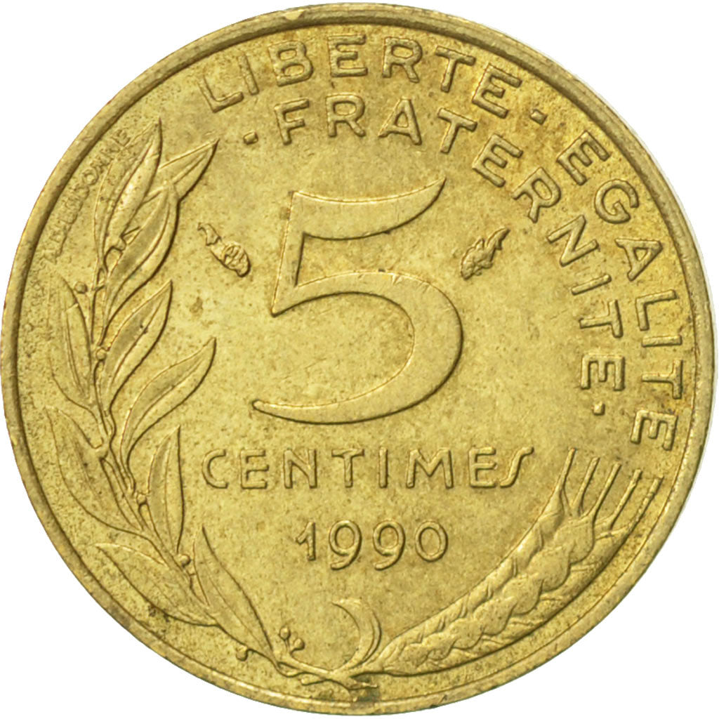 Monnaie, France, Marianne, 5 Centimes, 1990, Paris, TTB, Aluminum-Bronze