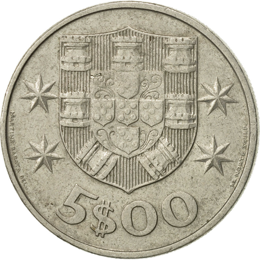 Coin, Portugal, 5 Escudos, 1978, EF(40-45), Copper-nickel, KM:591