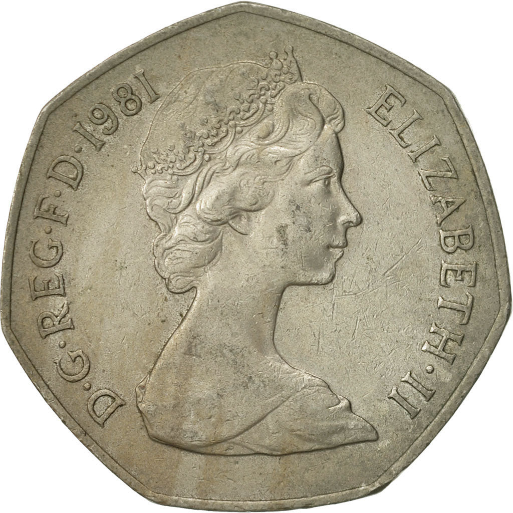 Münze, Großbritannien, Elizabeth II, 50 New Pence, 1981, S+, Copper-nickel