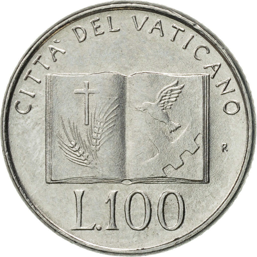 Coin, VATICAN CITY, John Paul II, 100 Lire, 1992, Roma, AU(55-58), Stainless