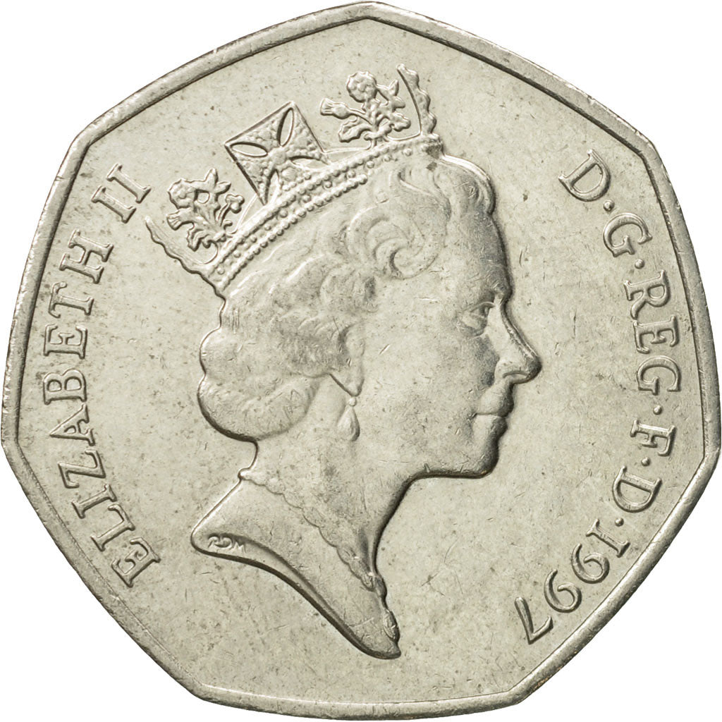 Coin, Great Britain, Elizabeth II, 50 Pence, 1997, AU(50-53), Copper-nickel