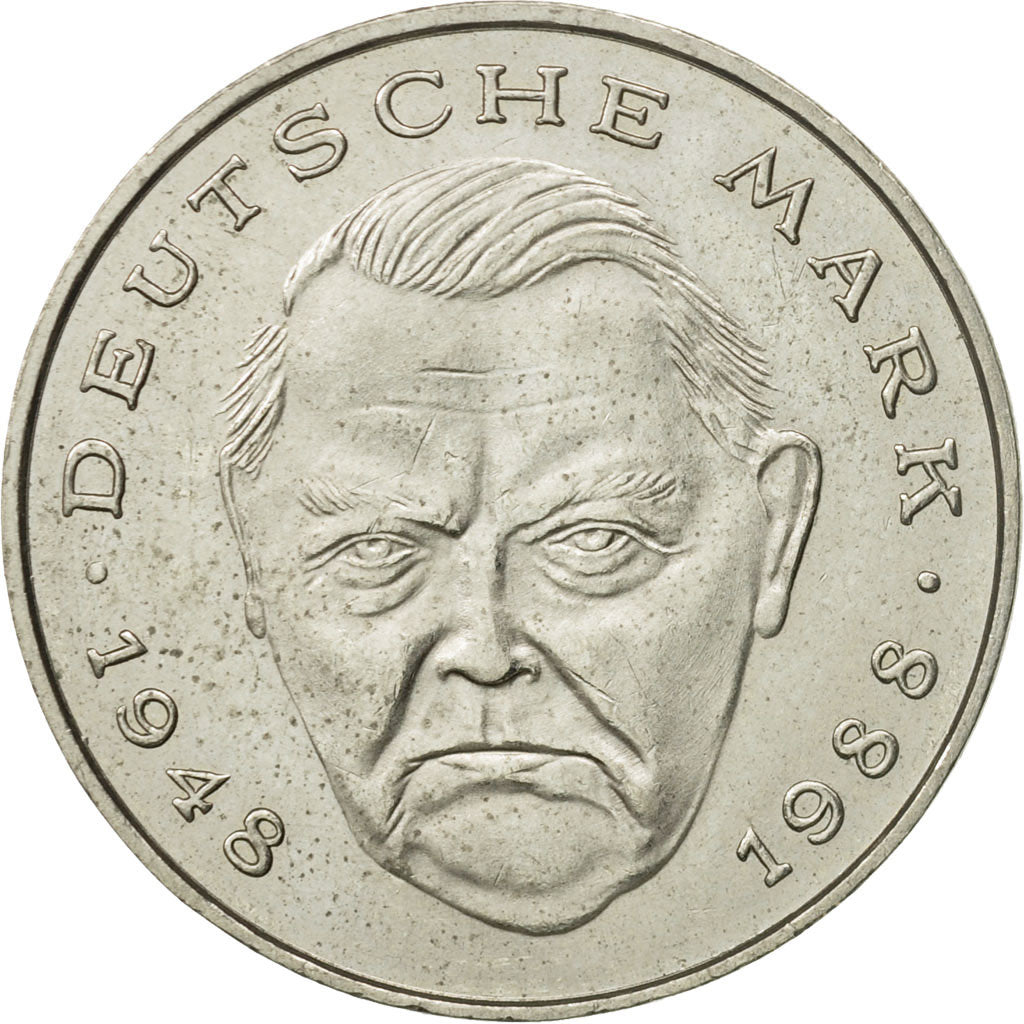 Moneta, Niemcy - RFN, 2 Mark, 1989, Karlsruhe, AU(50-53), Miedź-Nikiel