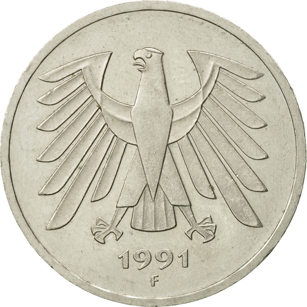 Coin, GERMANY - FEDERAL REPUBLIC, 5 Mark, 1991, Stuttgart, AU(50-53)