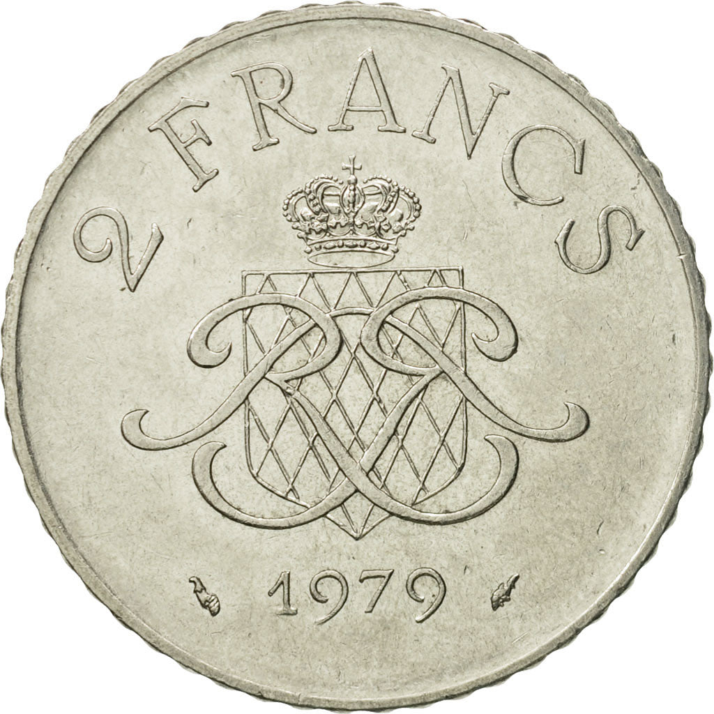Coin, Monaco, Rainier III, 2 Francs, 1979, AU(50-53), Nickel, KM:157, Gadoury:MC