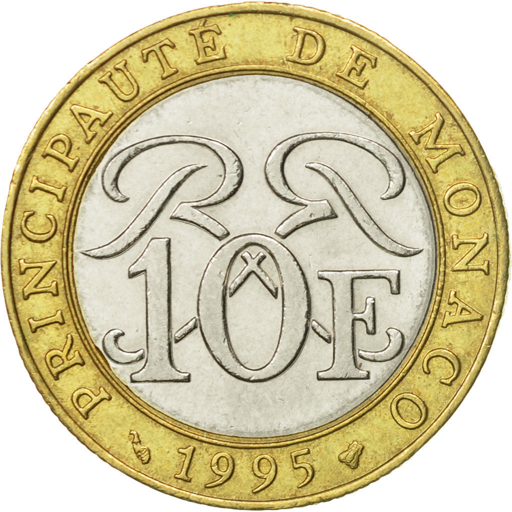 Coin, Monaco, Rainier III, 10 Francs, 1995, AU(50-53), Bi-Metallic, KM:163