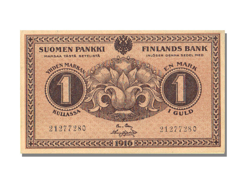 Finland, 1 Markka, 1916, KM #19, UNC(65-70)