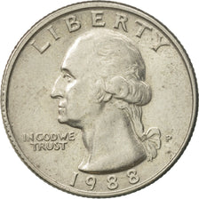 Coin, United States, Washington Quarter, Quarter, 1988, U.S. Mint, Philadelphia