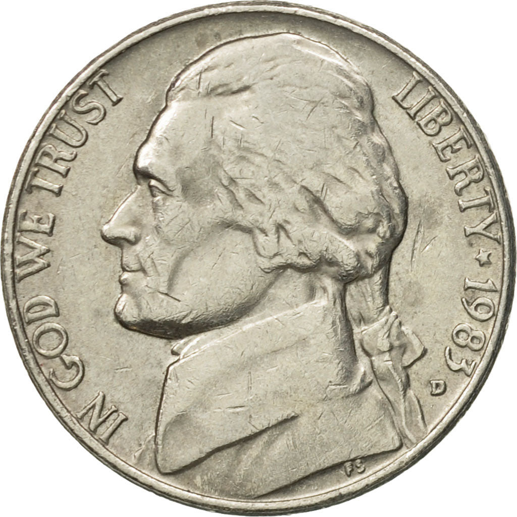 Moneta, Stati Uniti, Jefferson Nickel, 5 Cents, 1983, U.S. Mint, Denver, BB+