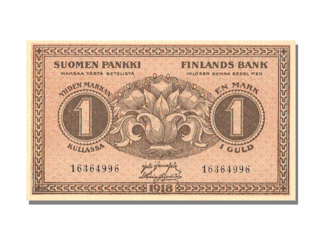 Finland, 1 Markka, 1918, KM #35, UNC(65-70)