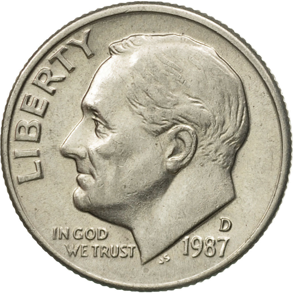 Coin, United States, Roosevelt Dime, Dime, 1987, U.S. Mint, Denver, MS(60-62)