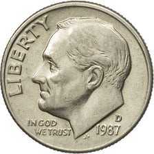 Coin, United States, Roosevelt Dime, Dime, 1987, U.S. Mint, Denver, MS(60-62)