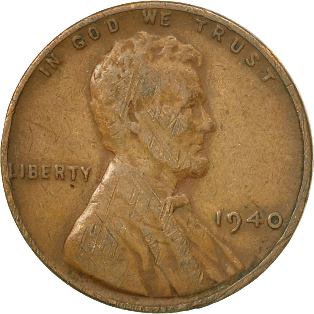 Coin, United States, Lincoln Cent, Cent, 1940, U.S. Mint, Philadelphia