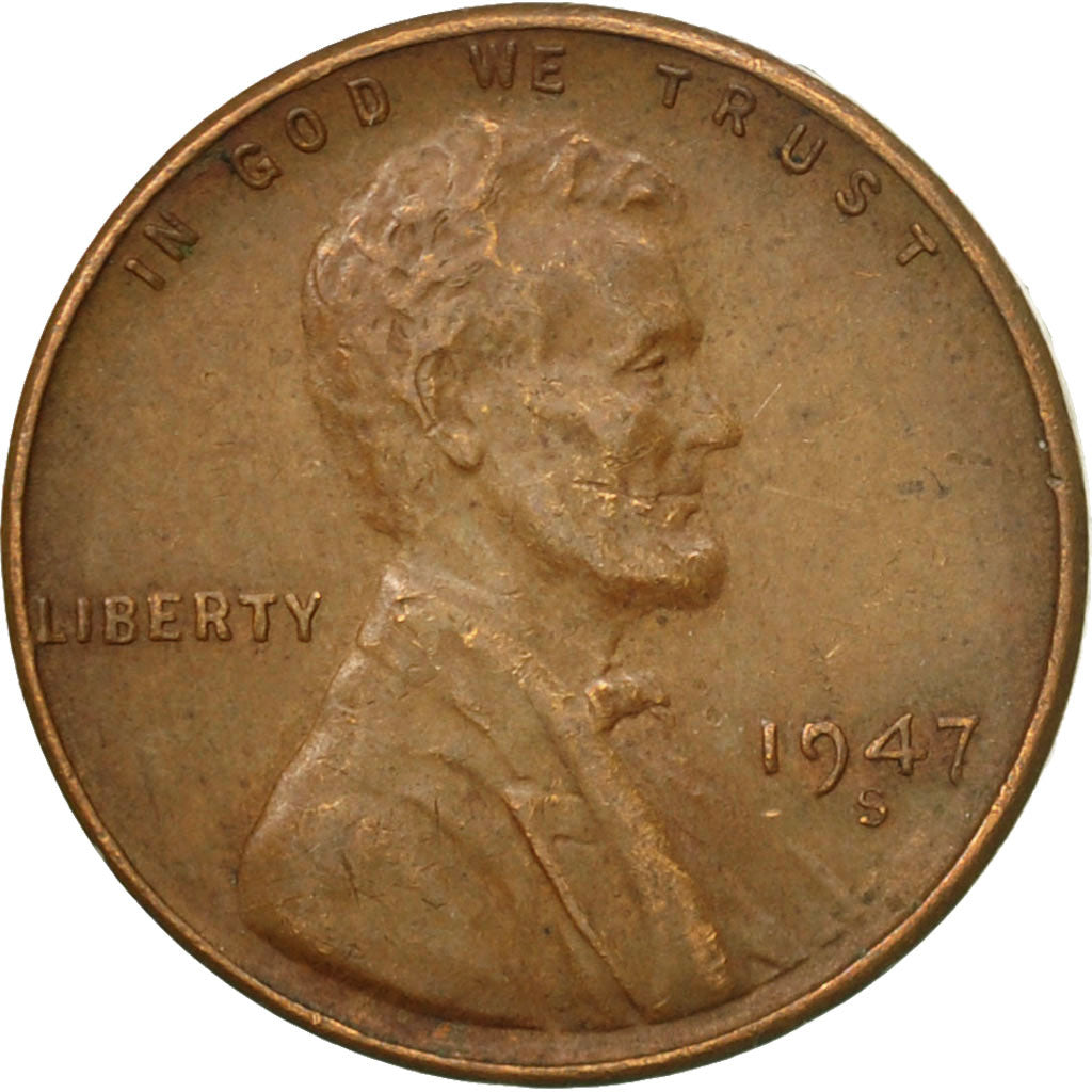 Coin, United States, Lincoln Cent, Cent, 1947, U.S. Mint, San Francisco