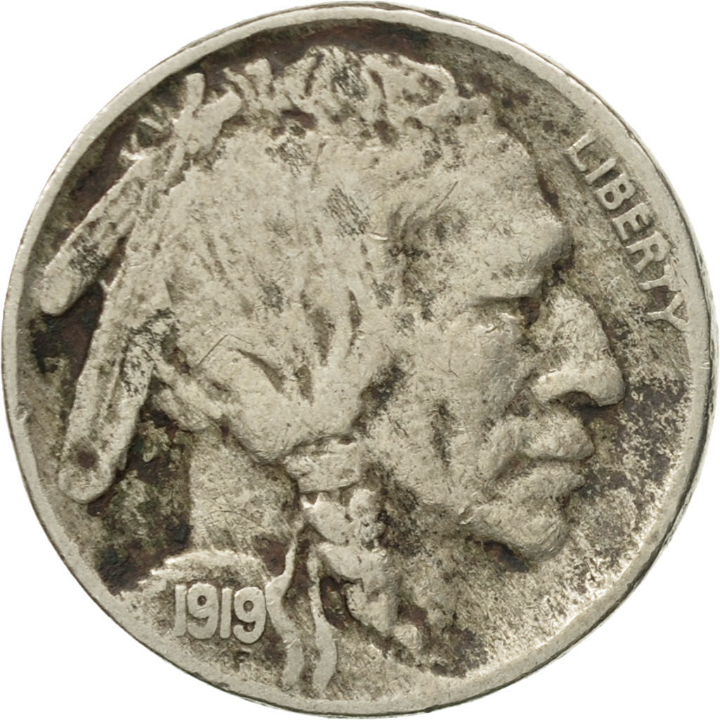 Moneta, Stati Uniti, Buffalo Nickel, 5 Cents, 1919, U.S. Mint, Denver, MB+