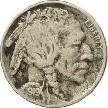Moneta, Stati Uniti, Buffalo Nickel, 5 Cents, 1919, U.S. Mint, Denver, MB+