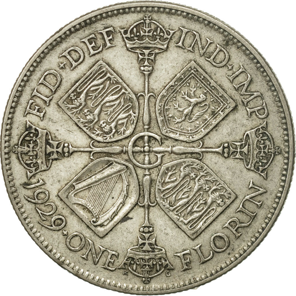 Coin, Great Britain, George V, Florin, Two Shillings, 1929, EF(40-45), Silver