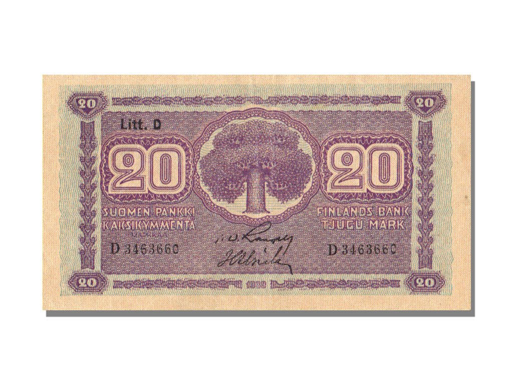 Billet, Finlande, 20 Markkaa, 1939, SPL