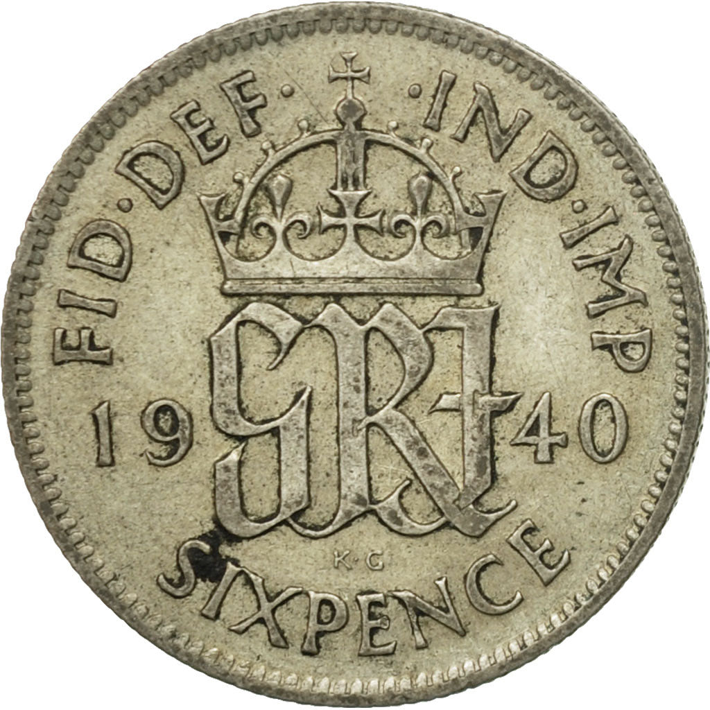 Coin, Great Britain, George VI, 6 Pence, 1940, VF(30-35), Silver, KM:852