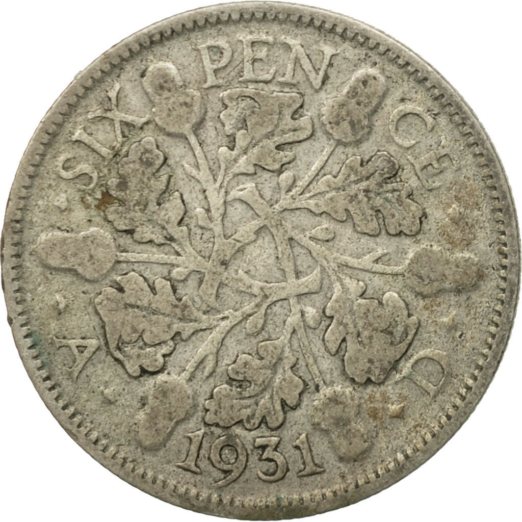 Coin, Great Britain, George V, 6 Pence, 1931, F(12-15), Silver, KM:832