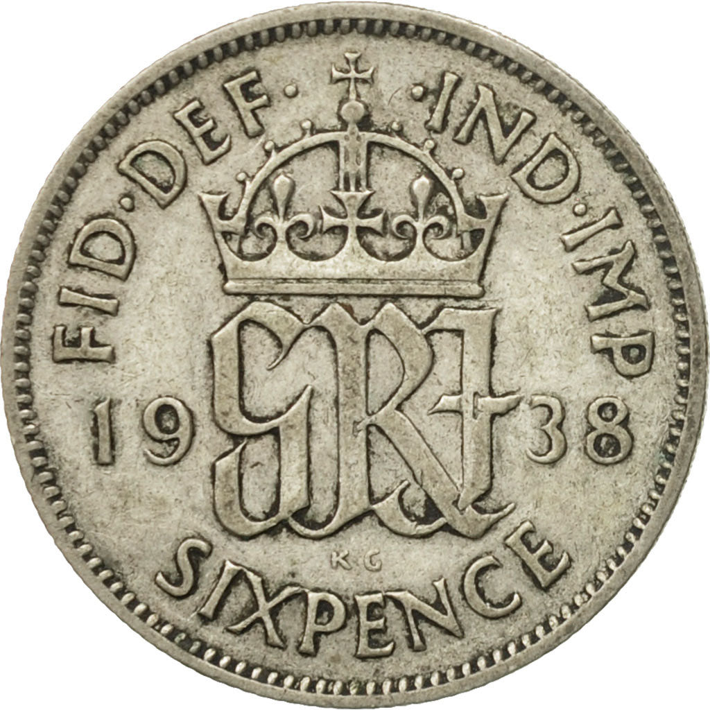 Münze, Großbritannien, George VI, 6 Pence, 1938, SGE+, Silber, KM:852