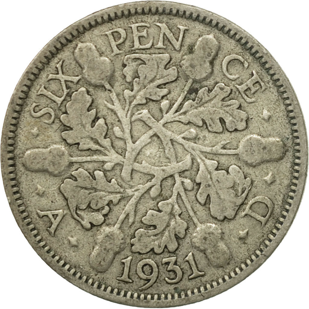 Coin, Great Britain, George V, 6 Pence, 1931, VF(20-25), Silver, KM:832