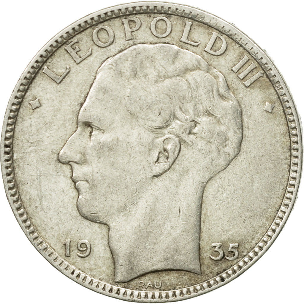 Coin, Belgium, 20 Francs, 20 Frank, 1935, AU(50-53), Silver, KM:105