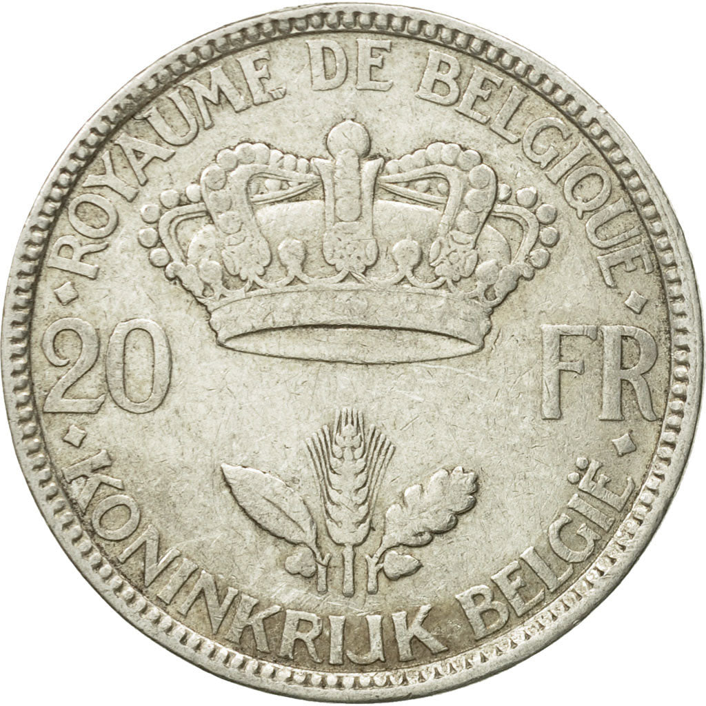 Coin, Belgium, 20 Francs, 20 Frank, 1935, AU(50-53), Silver, KM:105