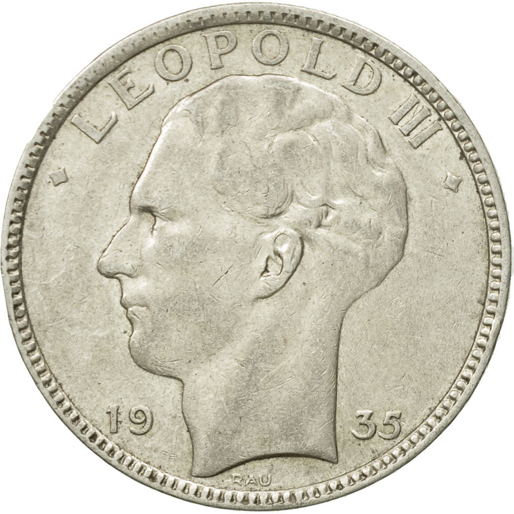 Coin, Belgium, 20 Francs, 20 Frank, 1935, EF(40-45), Silver, KM:105