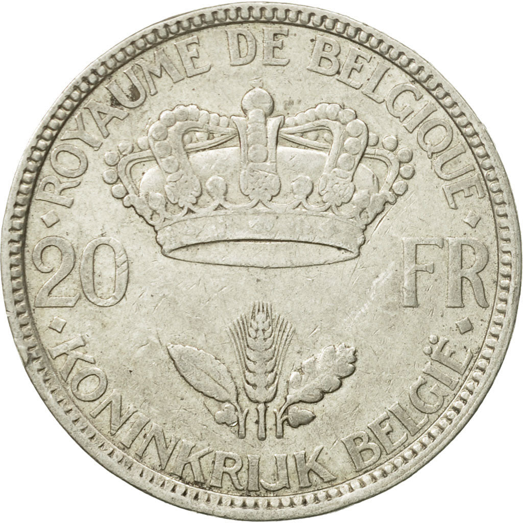 Coin, Belgium, 20 Francs, 20 Frank, 1935, EF(40-45), Silver, KM:105