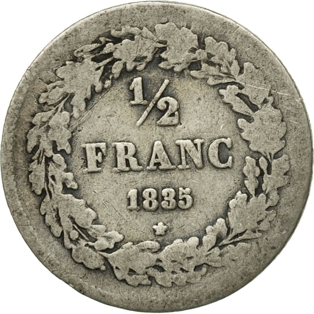 Moneta, Belgio, Leopold I, 1/2 Franc, 1835, B+, Argento, KM:6