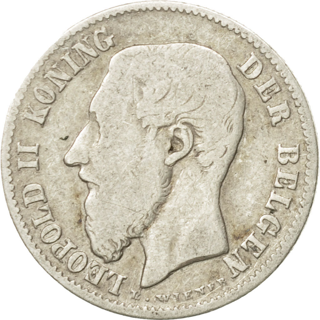 Moneta, Belgio, Leopold II, 50 Centimes, 1898, MB+, Argento, KM:27