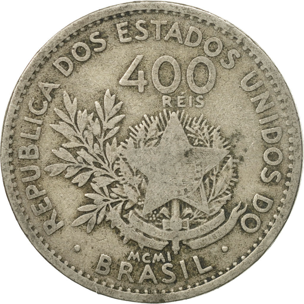 Moneda, Brasil, 400 Reis, 1901, BC+, Cobre - níquel, KM:505