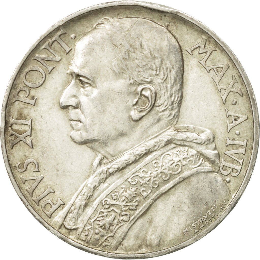 Coin, VATICAN CITY, Pius XI, 10 Lire, 1933-1934, Roma, EF(40-45), Silver, KM:18